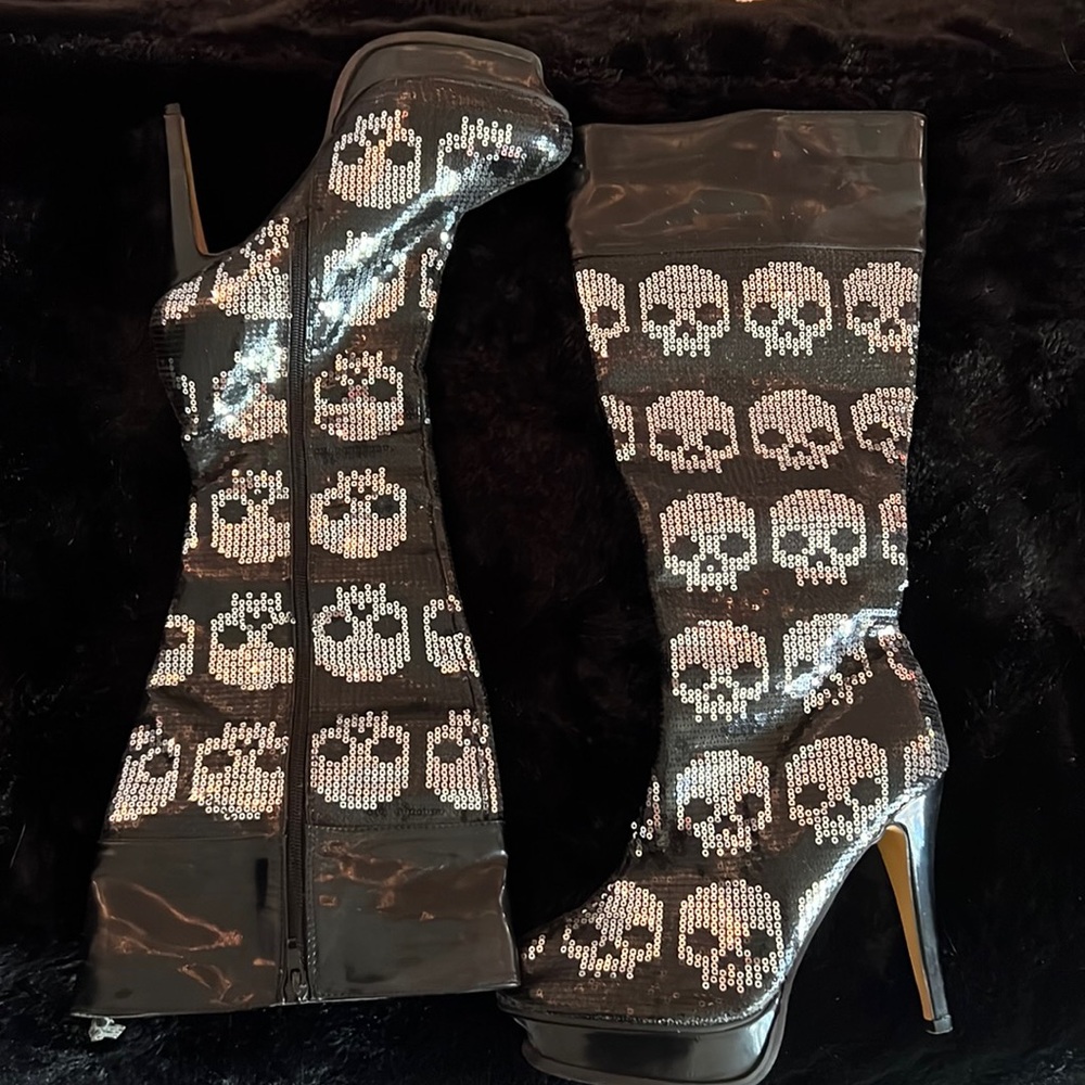 Iron Fist Skull Sequence Stripper Platform Boots - image 1